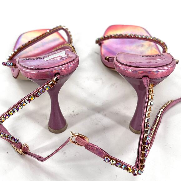 Jeffrey Campbell Jewel Strap Sandals 8.5 Pink Heels Glam Cocktail Party Formal - Picture 6 of 9